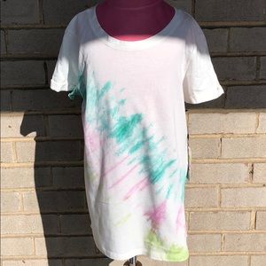 Splash White Tie-Dye Top Size Junior Medium NWT
